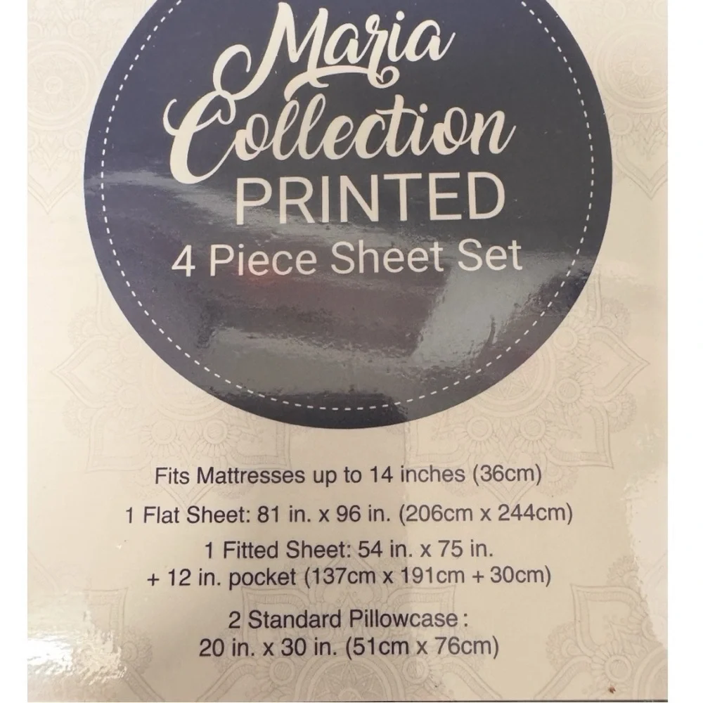 3/$25 Maria Collection Black & White Star Print Full Size 4 Piece Sheet Set